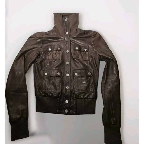 Women's Mexx Cropped Lambskin Leather Jacket size 32 - Picture 6 of 11